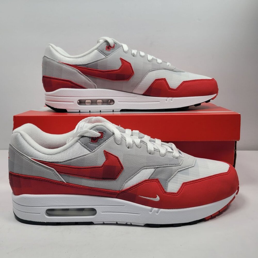 Nike Air Max 1 Low Poly Men's White Red Sneakers HQ5882-100 US Size 13 NWB - Picture 1 of 10